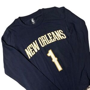 New Orleans Pelican T Shirt Youth S 8 Blue Zion Williamson 1 Long Sleeve Tee NEW